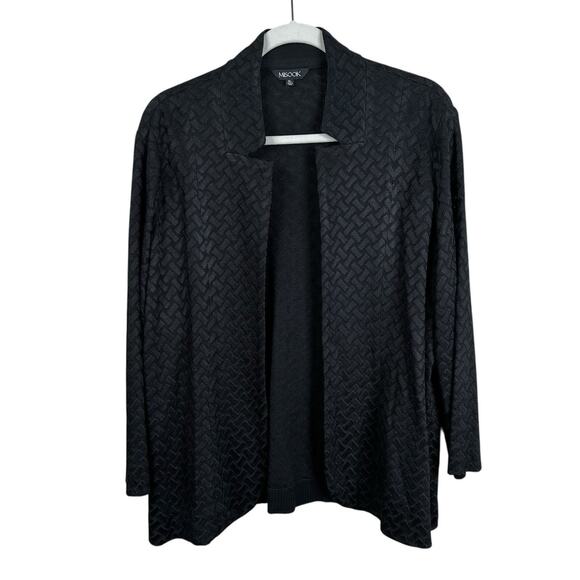 Misook Cardigan Womens XL Black Open Front Knit Office Casual Workwear - Picture 1 of 7
